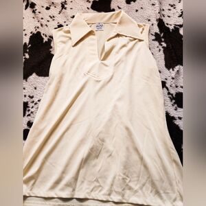 WOMEN'S 70'S/80'S V-NECK SLEEVELESS TOP - PASTEL YELLOW